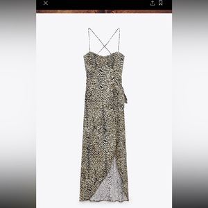Zara printed linen blend corset dress